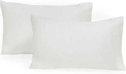 Organic Cotton White Standard Pillowcases - Set of 2, 21"x30", 100% GOTS Certified Organic Cotton, Cool, Crisp, Hypoallergenic, All-Natural, Luxurious, Pure White Pillowcases (Standard, Set of 2)