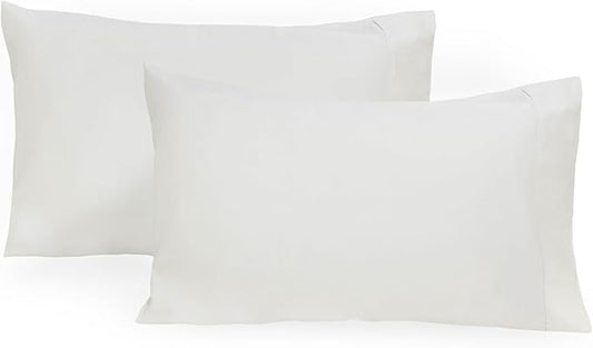Organic Cotton White Standard Pillowcases - Set of 2, 21"x30", 100% GOTS Certified Organic Cotton, Cool, Crisp, Hypoallergenic, All-Natural, Luxurious, Pure White Pillowcases (Standard, Set of 2)