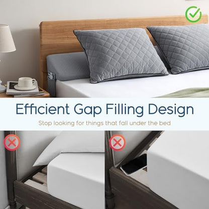 Homemate Twin Size（39"x10"x6"） Bed Wedge Pillow for Headboard - Upgraded Bed Gap Filler Twin Between Mattress and Headboard - Wedge Pillow headboard - Grey