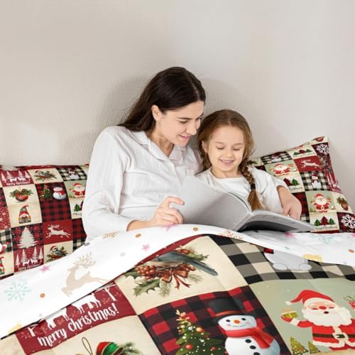 Castle Fairy Christmas Kids Comforter Set Cartoon Snowman Bedding Set for Boys Girls Christmas Tree Decor Comforter Santa Claus Xmas Theme Duvet Set Bedroom Comforter Inner Fill 2Pcs Twin Size
