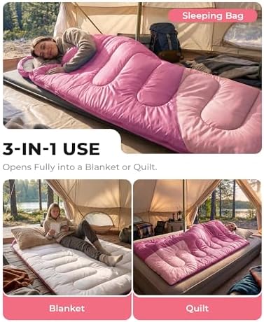 Sleeping Bags for Adults,Compact Lightweight Backpacking Sleeping Bag with Compression Sack for Youth, Camping Essentials Gearfor Hiking Travel Climbing Outdoor&Indoor Use