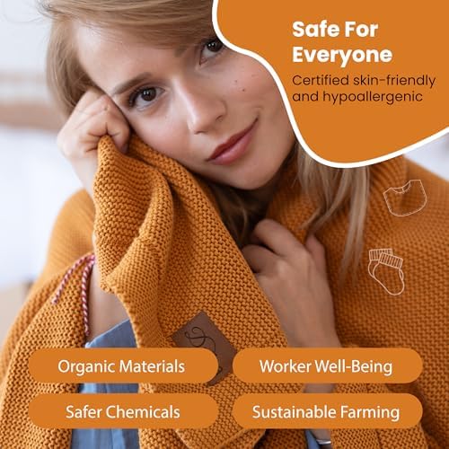 Dalisa 100% Organic Turkish Cotton Throw Blanket - GOTS Certified, Cozy - Perfect for Couch, Bed, and Home Decor - Boho Vintage Knit Alina (Saffron Gold, 60x80)