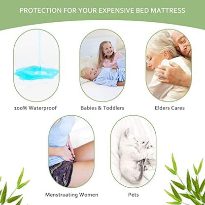 Full Size Mattress Protector, Skin Friendly and Breathable Mattress Cover, Viscose Jersey Double Bed Size Mattress Pad with 14" Deep Pocket,2 Pack