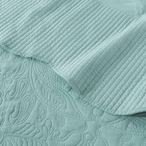 HoneiLife California King Quilts - Oversized King Bedspreads 128x120, Rustic Bedding Sets 4-Piece,Reversible Coverlets Lightweight Bed Cover for All Season Use-Sage Green