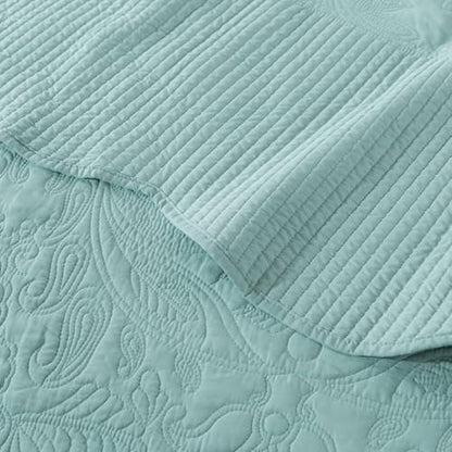 HoneiLife California King Quilts - Oversized King Bedspreads 128x120, Rustic Bedding Sets 4-Piece,Reversible Coverlets Lightweight Bed Cover for All Season Use-Sage Green