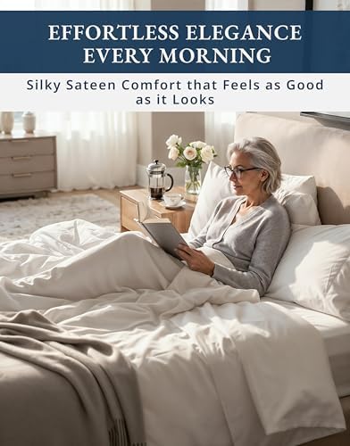 LANE LINEN Split King Sheets Sets for Adjustable Bed Sateen Weave - White