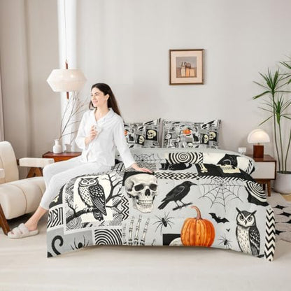 Feelyou Halloween Comforter Set with Sheets 7 Piece Queen Size