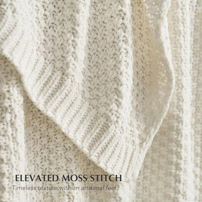 EVERGRACEHOME Chunky Chenille Knit Throw Blanket, 60 x 80, Bright White