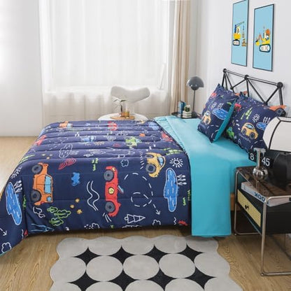 Cars Twin Bedding Set for Boys 6 Pieces Race Car Comforter