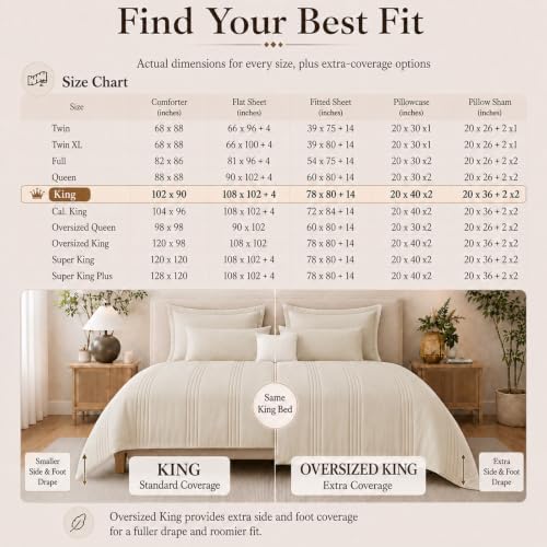 CozyLux King Size Comforter Set Beige- 7 Pieces Bed in a Bag