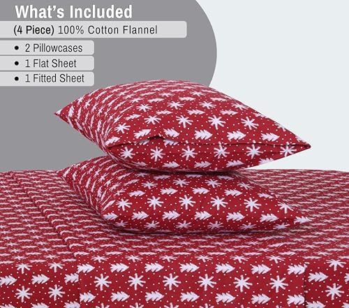 RUVANTI Flannel Sheets Full Size, Red Christmas