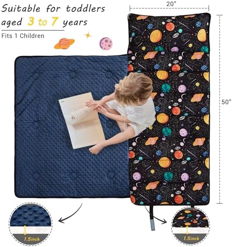 Lasoftan Toddler Nap Mat with Pillow and Blanket, Extra Large Rolled Napping Mats,Slumber Bags for Boys Girls,Kids Sleeping Bag for Daycare, Preschool Travel Camping