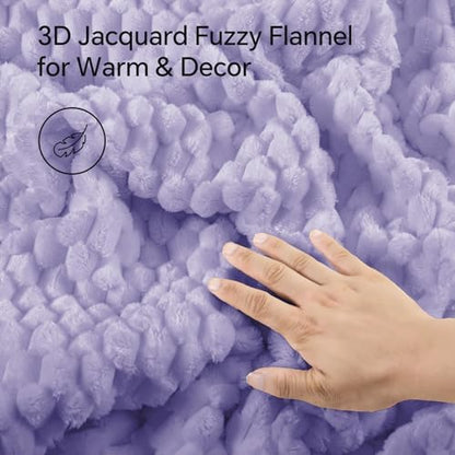 BEDELITE Fluffy King Comforter Set, Light Purple Fleece Bed Set 3 Pieces
