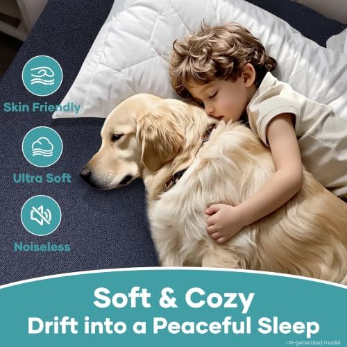 OhGeni Waterproof Mattress Protector, Full Size Mattress Pad Fitted with Deep Pocket 6"-18", Breathable Soft, Washable DirtProof Mattress Cover, Navy Blue, More Than 99 pcs fibers, Daybed Cover