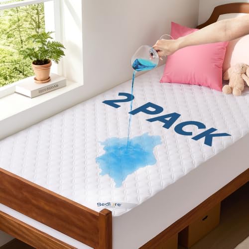 BEDLORE 2 Pack Waterproof Mattress Protector, Twin XL Size Mattress Pad