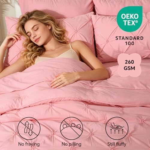 BEDELITE King Comforter Set Pink,Lightweight & Soft Comforter