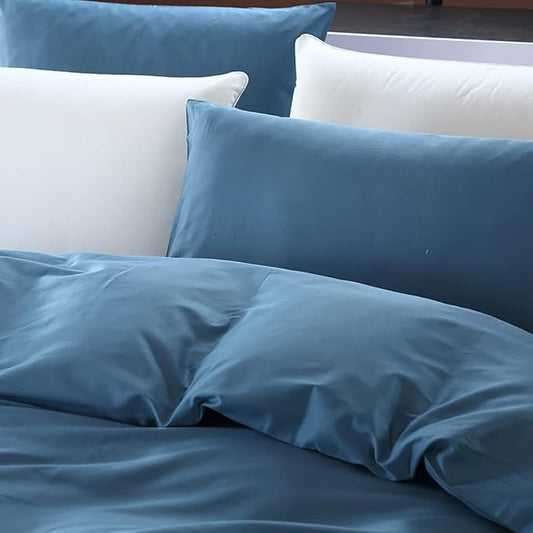 KAREVER Blue Comforter Set Queen Bedding Set Women Soft Bed Comforter Set Breathable Blanket Men Lake Blue Lightweight Quilts Set Queen Size