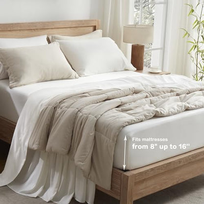 Andency Ivory Full Sheets Set 100% Viscose Derived from Bamboo