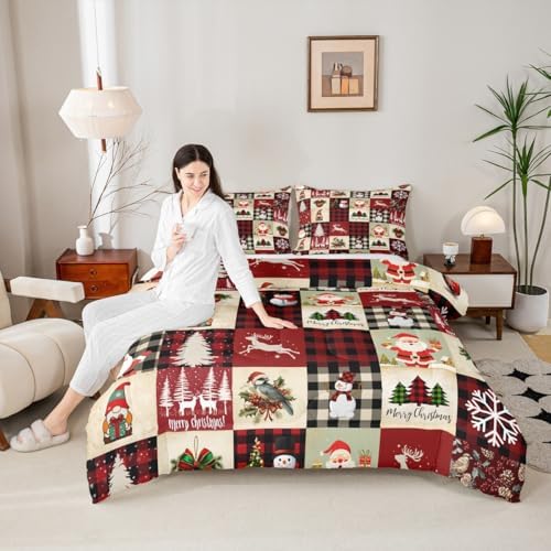 Castle Fairy Christmas Kids Comforter Set Cartoon Snowman Bedding Set for Boys Girls Christmas Tree Decor Comforter Santa Claus Xmas Theme Duvet Set Bedroom Comforter Inner Fill 3Pcs Full Size