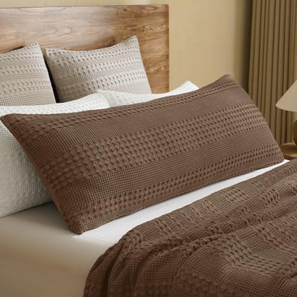 PHF Cotton Waffle Body Pillowcase 20" x 54", Chocolate, No Insert
