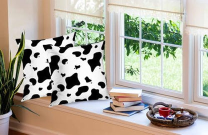 TOMWISH Black and White Cow Print Throw Pillow Cover 22x22 Inch Set of 2