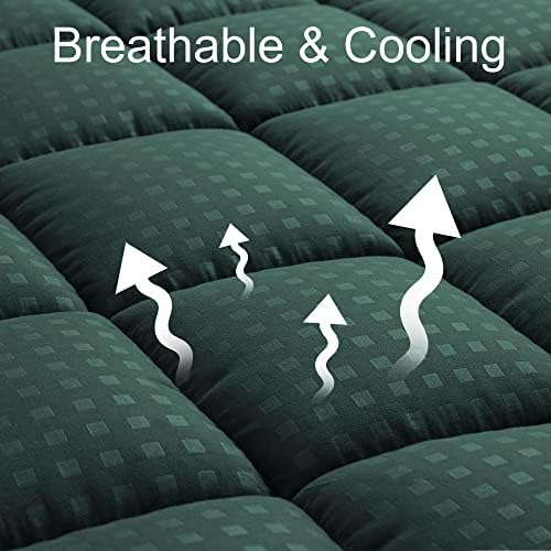 HYLEORY Full XL Mattress Pad Quilted Fitted Mattress Protector Cooling Pillow Top Mattress Cover Breathable Fluffy Soft Mattress Topper with 8-21" Deep Pocket, Green
