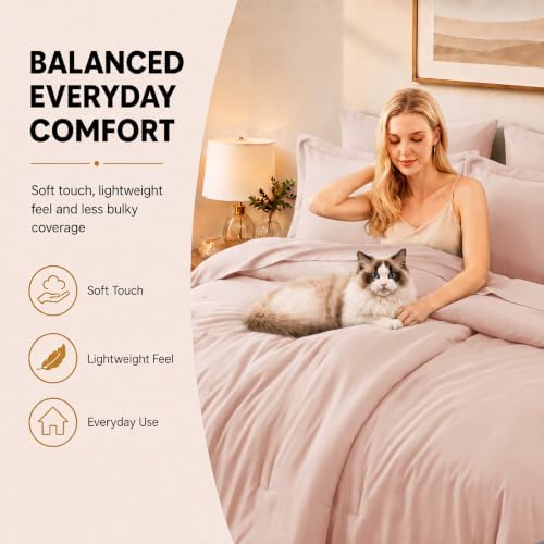 CozyLux Full Size Comforter Set Blush Pink, 7 Pieces Bed in a Bag