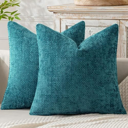 MIULEE Decorative Couch Throw Pillow Covers 18x18 Inch Coastal Teal 2 Pack