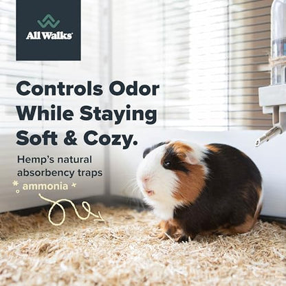 All Walks | Hemp Bedding for Small Animals 18.5L (3.7 LBS) | Low Dust, Odor Control, Highly Absorbent, Natural Cage Bedding for Rabbits, Hamsters, Guinea Pigs, Birds, and More