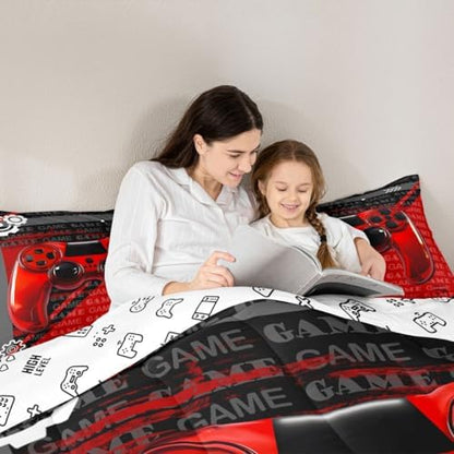 Feelyou Gamer Comforter Set Queen Size Game Controller Comforter for Kids