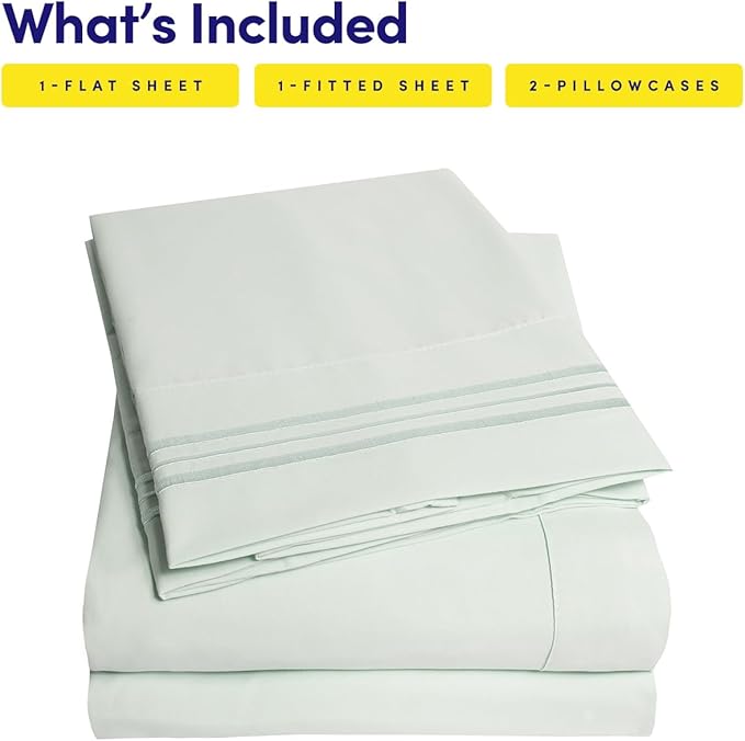 1500 Supreme Collection Queen Sheet Sets Mint Green - Luxury Hotel Bed Sheets and Pillowcase Set for Queen Mattress - Extra Soft, Elastic Corner Straps, Deep Pocket Sheets, Queen Mint Green