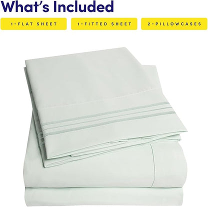 1500 Supreme Collection California King Sheet Sets Mint Green - Luxury Hotel Bed Sheets and Pillowcase Set for California King Mattress - Extra Soft, Elastic Corner Straps, Deep Pocket Sheets Mint