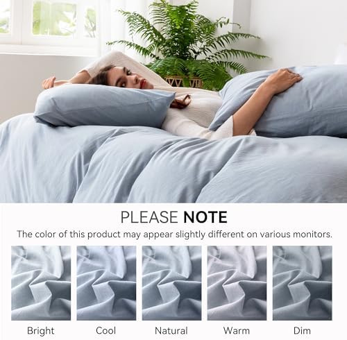 Ventidora 3 Piece Duvet Cover Set Queen Size,100% Organic Washed Cotton with Linen Feel Like Textured, Luxury Soft and Breatheable Bedding Set with Zipper Closure(1 Duvet Cover + 2 Pillowcases)