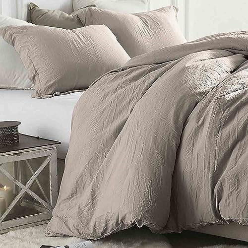 Tan Comforter King Size, 3 Piece Dark Khaki Soft Modern Bedding Set, Lightweight Taupe All Season Microfiber Down Alternative Bed Comforter with 2 Pillow Shams for Women Men