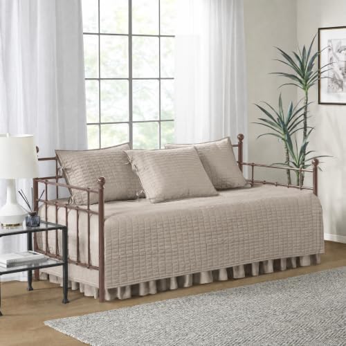 Comfort Spaces Kienna Daybed Cover Set 5 Piece with Bedskirt, 75 x 39 Taupe