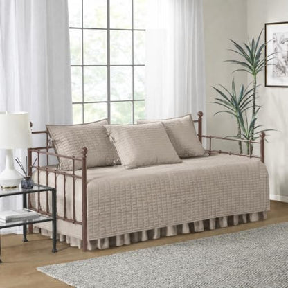 Comfort Spaces Kienna Daybed Cover Set 5 Piece with Bedskirt, 75 x 39 Taupe