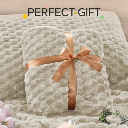 BEDELITE Fluffy King Size Comforter Set, Linen Fleece Bed Set 3 Pieces