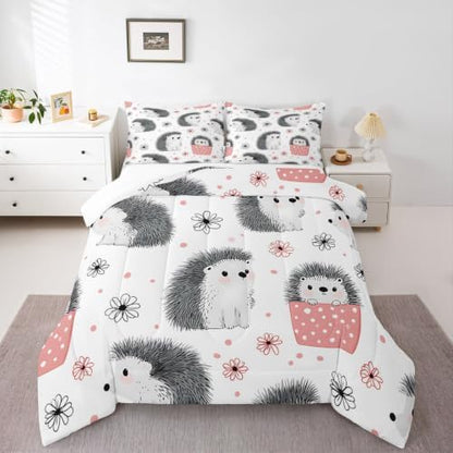 Feelyou Hedgehog Bedding Set Queen Size Bedding Set for Girls Teens