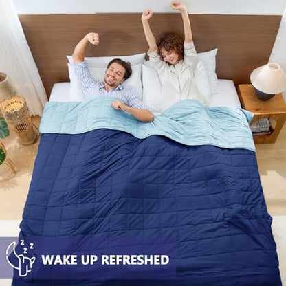 yescool King Size Weighted Blanket 20lbs, 88” x 104”, Navy & Blue