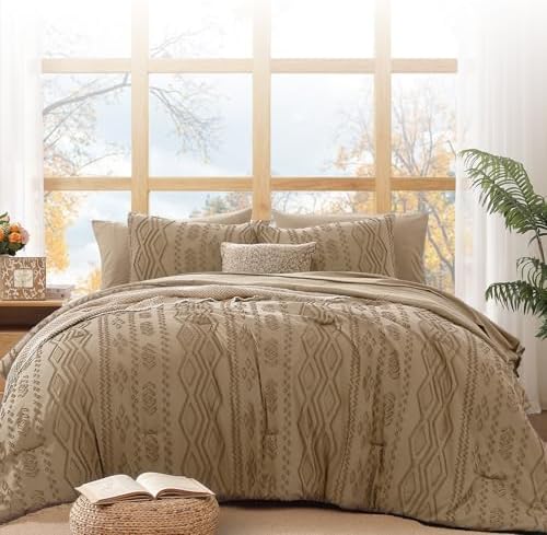 Full Size Comforter Set- 7 Pieces Tufted Bed in a Bag Full Bedding Sets
