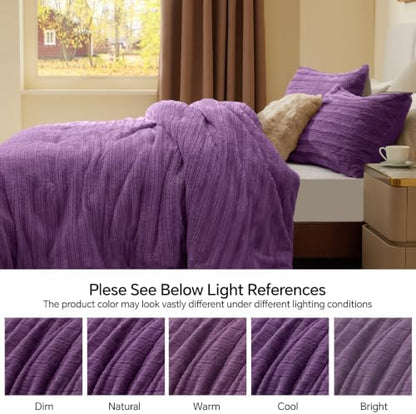 BEDELITE Faux Fur Twin/Twin XL Comforter Set, Fluffy Bed Set, Purple