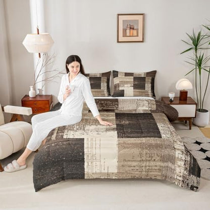 jejeloiu Modern Geometric Comforter Set Bedding Set Twin Size 2 Pcs
