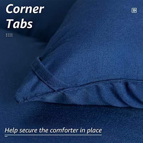HYLEORY All Season California King Size Bed Comforter - Cooling Down Alternative Quilted Duvet Insert with Corner Tabs - Winter Warm - Machine Washable - Navy Blue,Cal King(96*104)