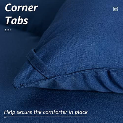 HYLEORY All Season California King Size Bed Comforter - Cooling Down Alternative Quilted Duvet Insert with Corner Tabs - Winter Warm - Machine Washable - Navy Blue,Cal King(96*104)