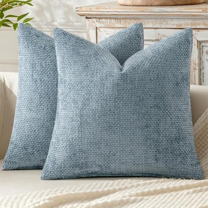 MIULEE Decorative Coastal Blue Euro Sham Pillow Covers 24x24 Inch 2 Pack
