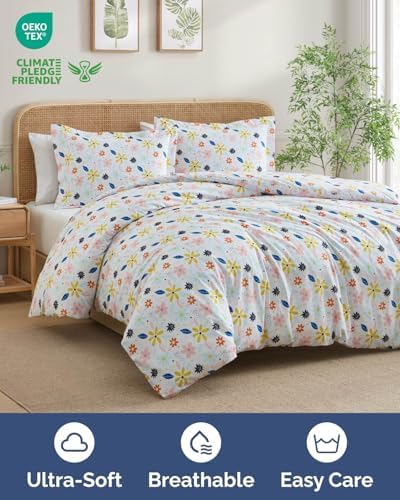 Duvet Cover Queen Size - Floral Duvet Cover - 3 Piece - Sunshine Floral