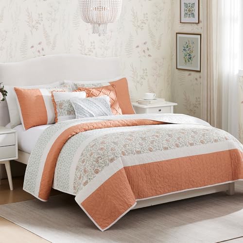 Madison Park Shabby Chic Cotton Quilt Set, 6PC Full/Queen Coverlet