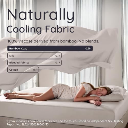 Bambaw 100% Viscose Derived from Bamboo Sheets King Size Set – 4pcs Luxury Bed Sheet Set, Best Cooling Sheets for Hot Sleepers, Soft & Breathable, Fits Up to 16'' Deep Pocket (Sand)
