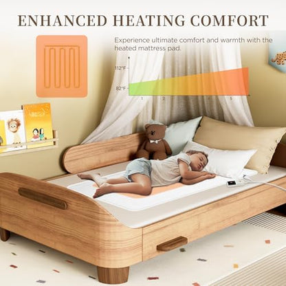 Texciting Heated Mattress Pad Mini Twin Size,Bed Warmer with One Controller