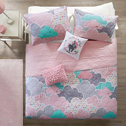 Intelligent Design Kids Cotton Playful Pink Queen Quilt Set, 5pc